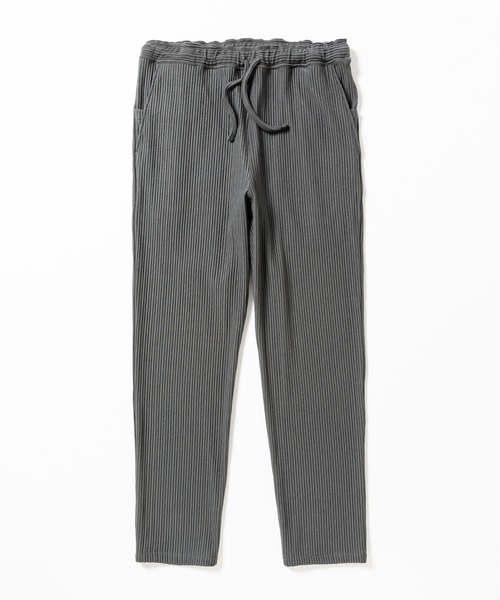 パンツ meanswhile Uneven Fabric Slim Slacks Uneven Fabric Wide Slacks/Off Black | meanswhile