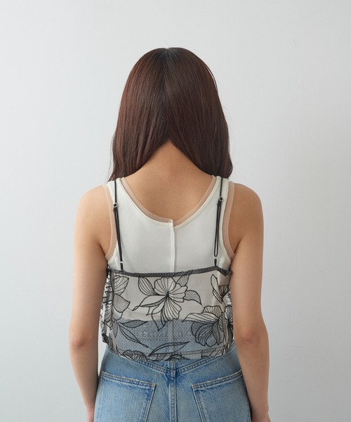 花柄刺繍 シフォンキャミソール MAGASIN DE MODE Chou Chou（マガジンデモードシュシュ） キャミソール