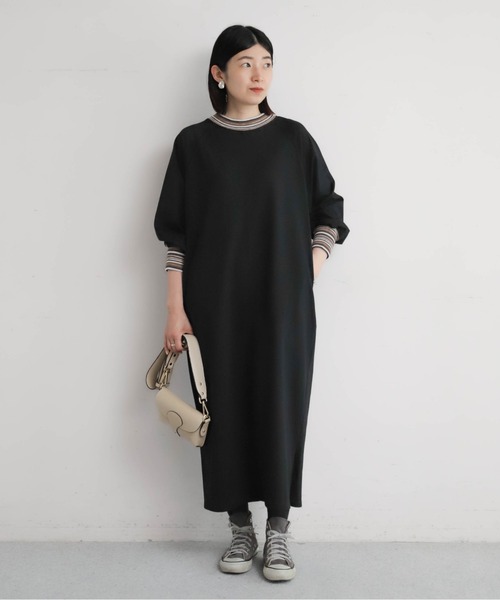 未使用品【伊太利屋】イタリヤ　ハイネック　インナー付き　ロングワンピース　黒 未使用品【伊太利屋】イタリヤ ハイネック インナー付き ロング