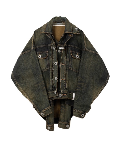 ブルゾン アウター Front Layered Denim Jacket メンズの画像