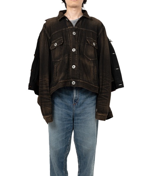 ブルゾン アウター Front Layered Denim Jacket メンズの画像