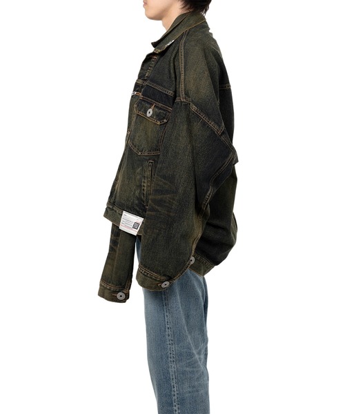 ブルゾン アウター Front Layered Denim Jacket メンズの画像