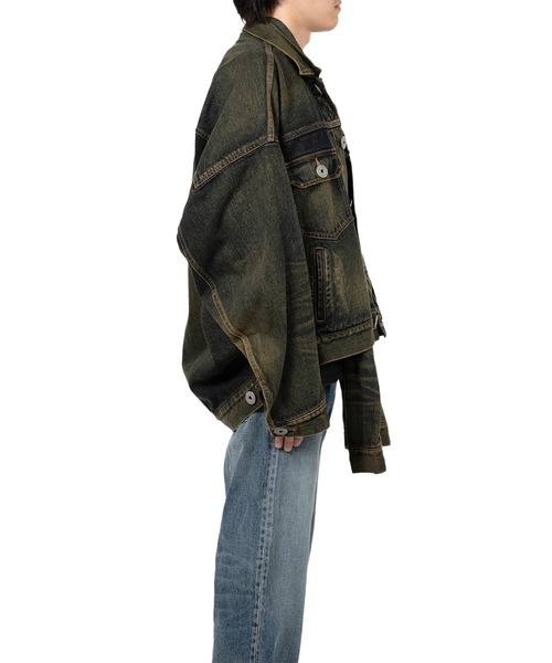 ブルゾン アウター Front Layered Denim Jacket メンズの画像