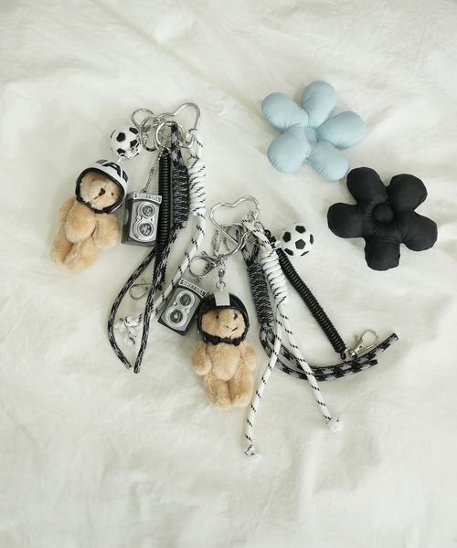 じゃらじゃらキーホルダー くま 新品 じゃらじゃらキーホルダー バッグチャーム ストラップ くま 水色