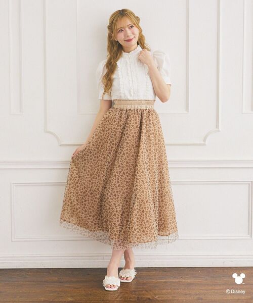 Disney（ディズニー） スカート ミッキー/レオパード柄チュール