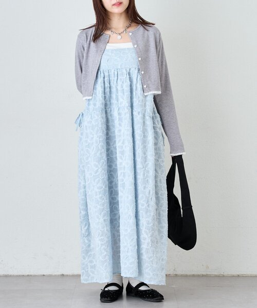 w closet ワンピース フラワーレースロングキャミワンピ