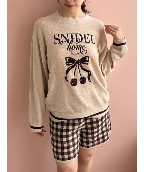 SNODEL  ルームウェアセットアップ SNIDEL HOME パジャマ ルームウェア チェリーシリーズニット