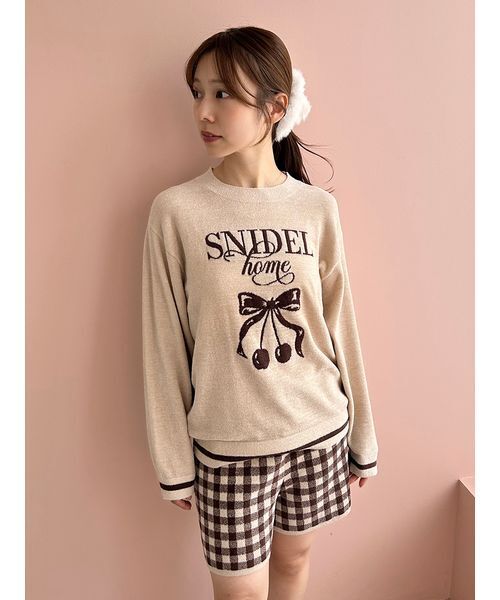 SNIDEL  ルームウェアセット スナイデルホーム ロゴジャガードニットセットアップ パジャマ