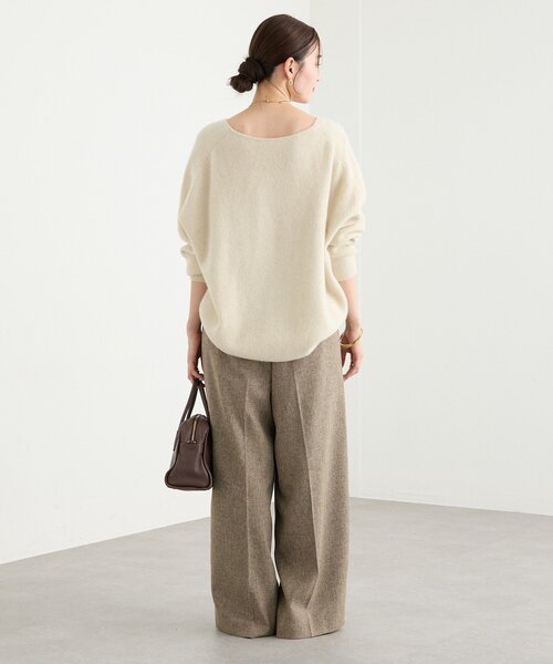 RIVE DROITE ヘアリーウール片畦Vネックニット ラクーンニット トープ RIVE DROITE（リヴドロワ） ニット セーター 「抜け感シルエット