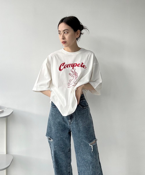 「AS KNOW AS plus」 半袖Tシャツ FREE グレー レディース_画像2