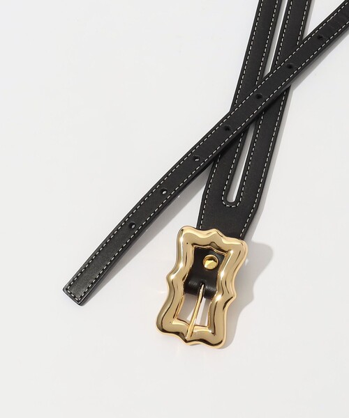 A VACATION 黒レザーベルト 金色バックル A VACATION（アヴァケーション） ベルト A VACATION RIBBON ゴールド