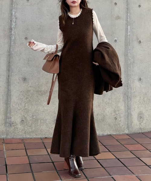 ワンピース mermaid sleeveless long knit dress /マーメイド