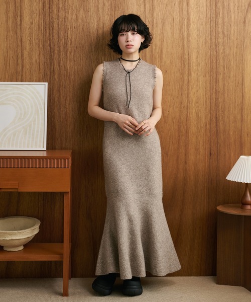 ワンピース mermaid sleeveless long knit dress /マーメイド