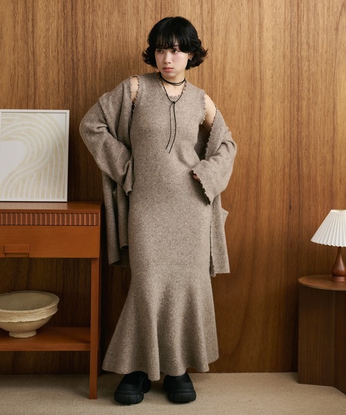 ワンピース mermaid sleeveless long knit dress /マーメイド