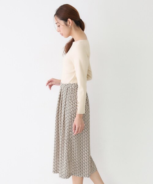 クード シャンス（COUP DE CHANCE）/【手洗い可一枚で決まる】ニット+柄スカートのワンピース COUP DE CHANCE（クードシャンス） ワンピース 「手洗い可/一枚で