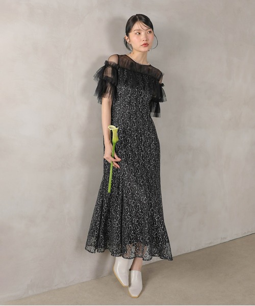 Kana ドレス ラメチュールレース フリル Aライン ワンピースドレス