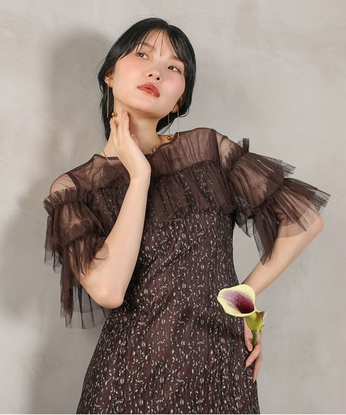 Kana ドレス ラメチュールレース フリル Aライン ワンピースドレス