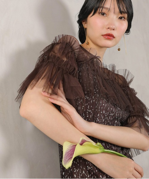 Kana ドレス ラメチュールレース フリル Aライン ワンピースドレス