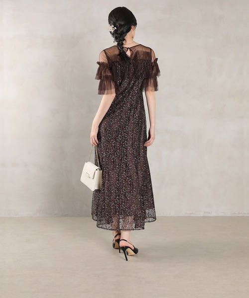 Kana ドレス ラメチュールレース フリル Aライン ワンピースドレス