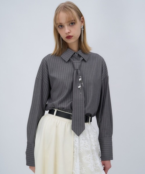 HARE（ハレ） ブラウス シャツ パーツツキネクタイシャツ(HARE
