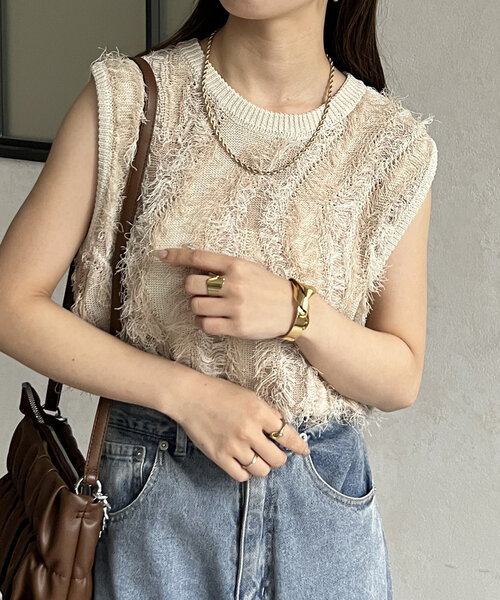 「Thevon」 ノースリーブニット FREE アイボリー レディース_画像6