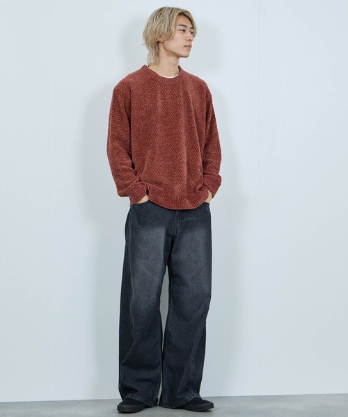NAVY セーター ニット トロリカノコモールニット フェイクレイヤード NAVY セーター ニット トロリカノコモールニット フェイクレイヤード