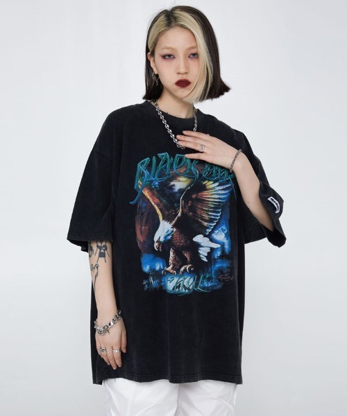 「Ressaca」 半袖Tシャツ X-LARGE ブラック×ピンク メンズ_画像9