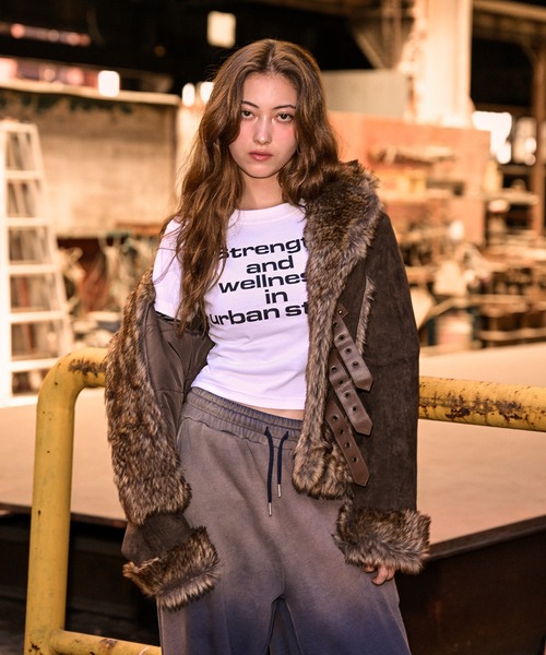 ACLENT アクレント　ファーブルゾン ブラック ACLENT（アクレント） コート アウター フェイクムートンファーコート