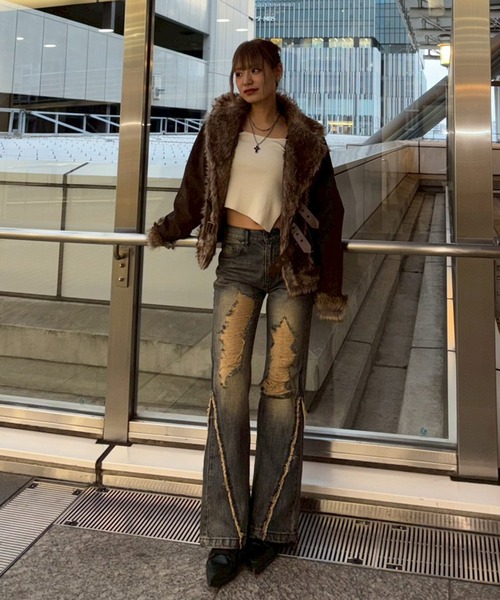 ACLENT（アクレント） コート アウター フェイクムートンファーコート