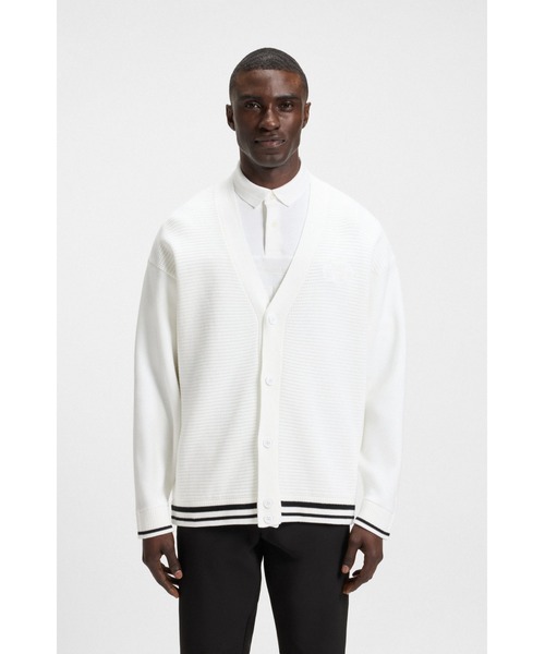 BOSS golf黒 ニットカーディガン ストライプ BOSS（HUGO BOSS） カーディガン リラックスフィット ゴルフアート
