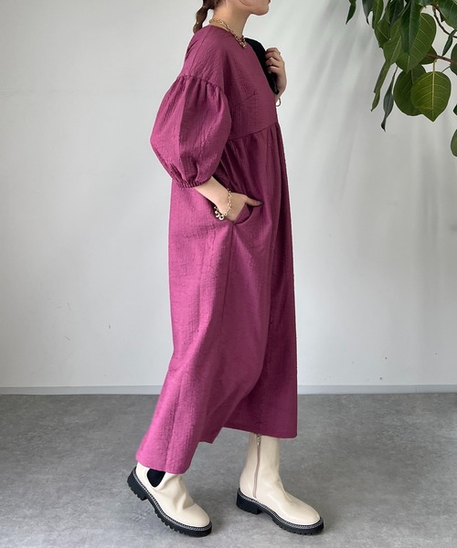 「un dix cors」 7分袖ワンピース FREE ブラック レディース_画像4