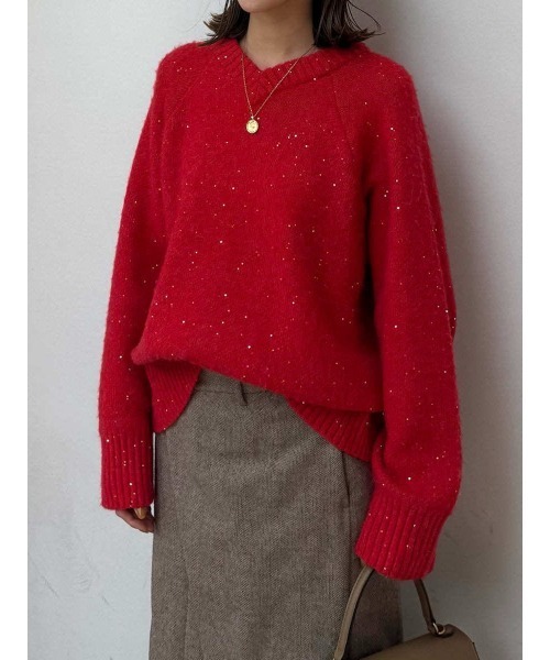Mila Owen（ミラオーウェン） ニット セーター スパンコールVネック