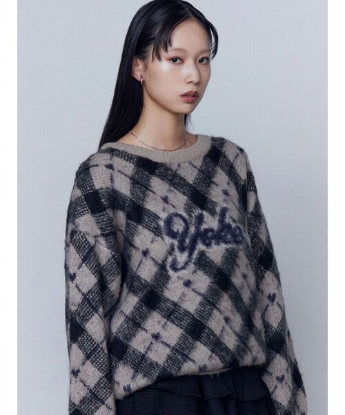 EMODA（エモダ） ニット セーター チェックロゴオーバーニット