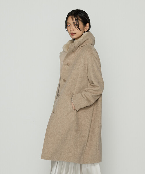 K.T KIYOKO TAKASE アンゴラショートコート ブラウン M K.T KIYOKO TAKASE（K.T キヨコ タカセ） アンゴラウール ・Aライン