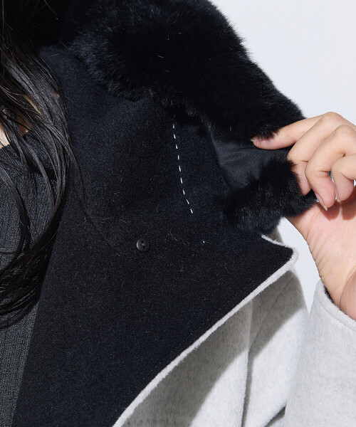 新品／ K.T キヨコタカセ アンゴラ フーデット ダッフルコート ファー