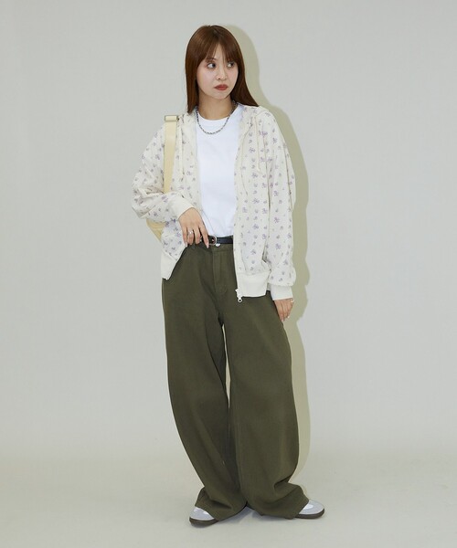 「PUBLUX」 ジップアップパーカー フリ- パープル レディース_画像6