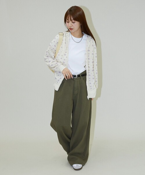 「PUBLUX」 ジップアップパーカー フリ- パープル レディース_画像7