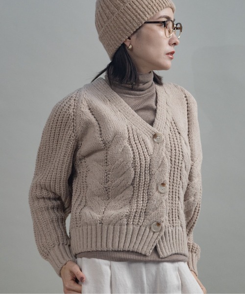 VANケーブルニット・カ-ディガン カーディガン ケーブルニットカーデ レディース : ZOZOTOWN Yahoo!店