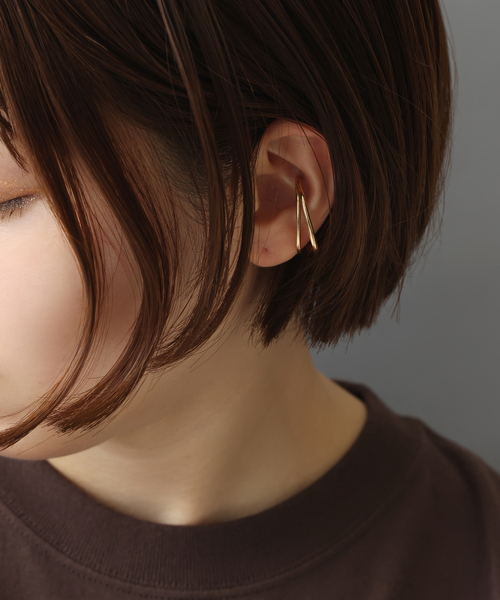 Lilas イヤーカフ ダブルクロスイヤーカフ K10（片耳） レディース