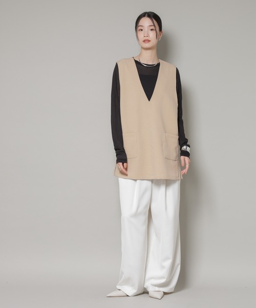 NANO universe（ナノ・ユニバース） ベスト ジレ Vネックベスト×ハーフ