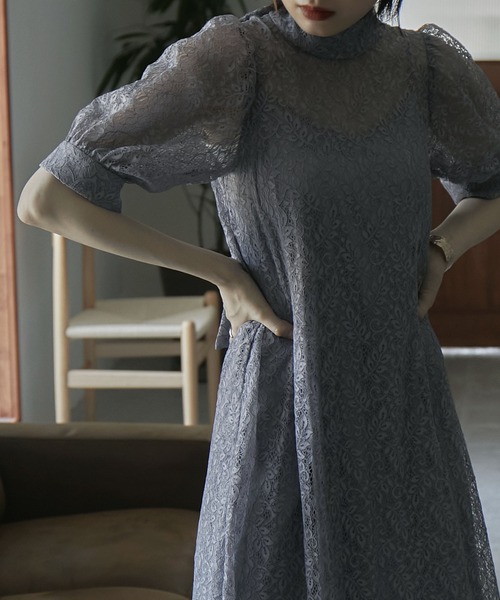 etoll.（エトル） コンビワンピース M グレイッシュベージュ