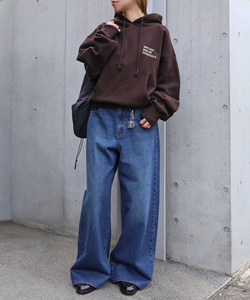 「ANME」 プルオーバーパーカー X-LARGE ブラウン レディース_画像6