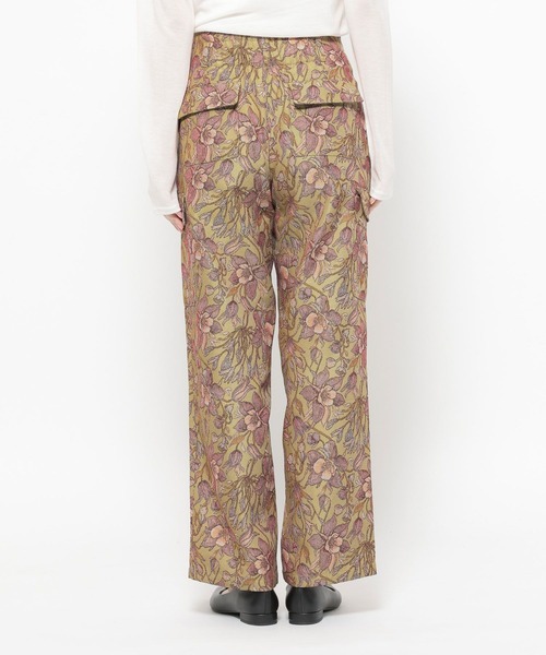 MUVEIL 花柄ゴブランパンツ ベルト付き mysty woman（ミスティウーマン） ワイドパンツ パンツ 花柄ゴブラン