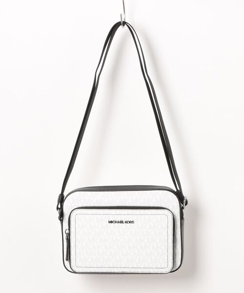 【美品】MICHAEL KORS マイケルコースボディバッグ ホワイト•ブラック 公式アウトレット】COOPER フラップ カメラバッグ - MKシグネチャー