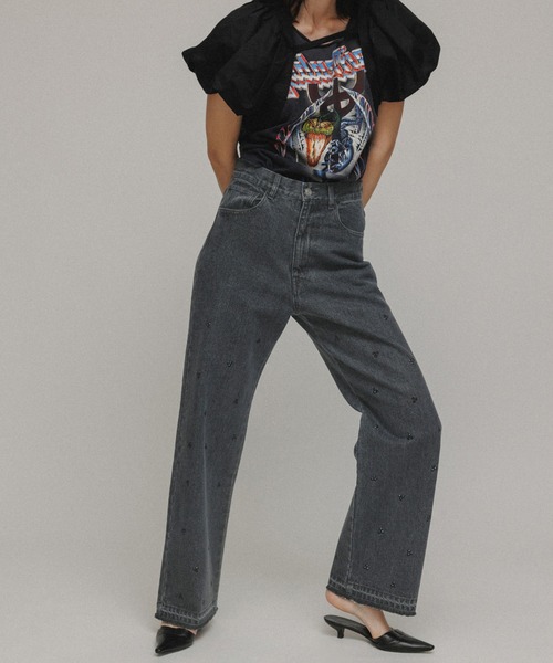 「M TO R」 デニムパンツ 36 スミクロ レディース_画像2