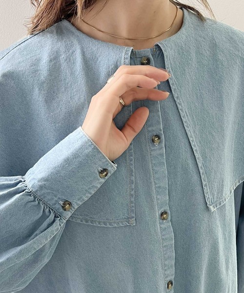 「classicalelf」 長袖チュニック MEDIUM インディゴブルー レディース_画像3