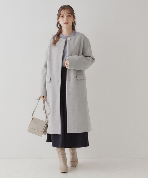 「couture brooch」 ノーカラーコート 38 ブラック レディース_画像2