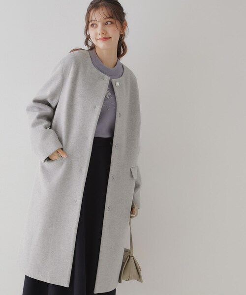 「couture brooch」 ノーカラーコート 38 ブラック レディース_画像5