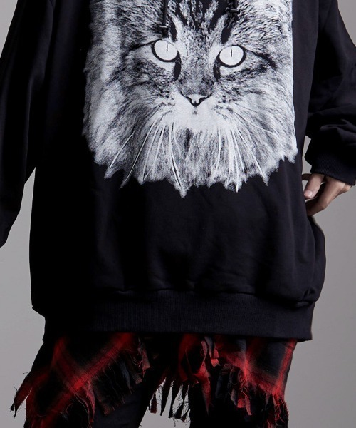 CIVA RIZE シヴァーライズ パーカー 猫パーカー y2k お兄系 V系 パーカー 「CIVARIZE/シヴァーライズ」猫プリントプルオーバーパーカー