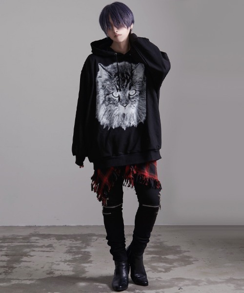 パーカー 「CIVARIZE/シヴァーライズ」猫プリントプルオーバーパーカー